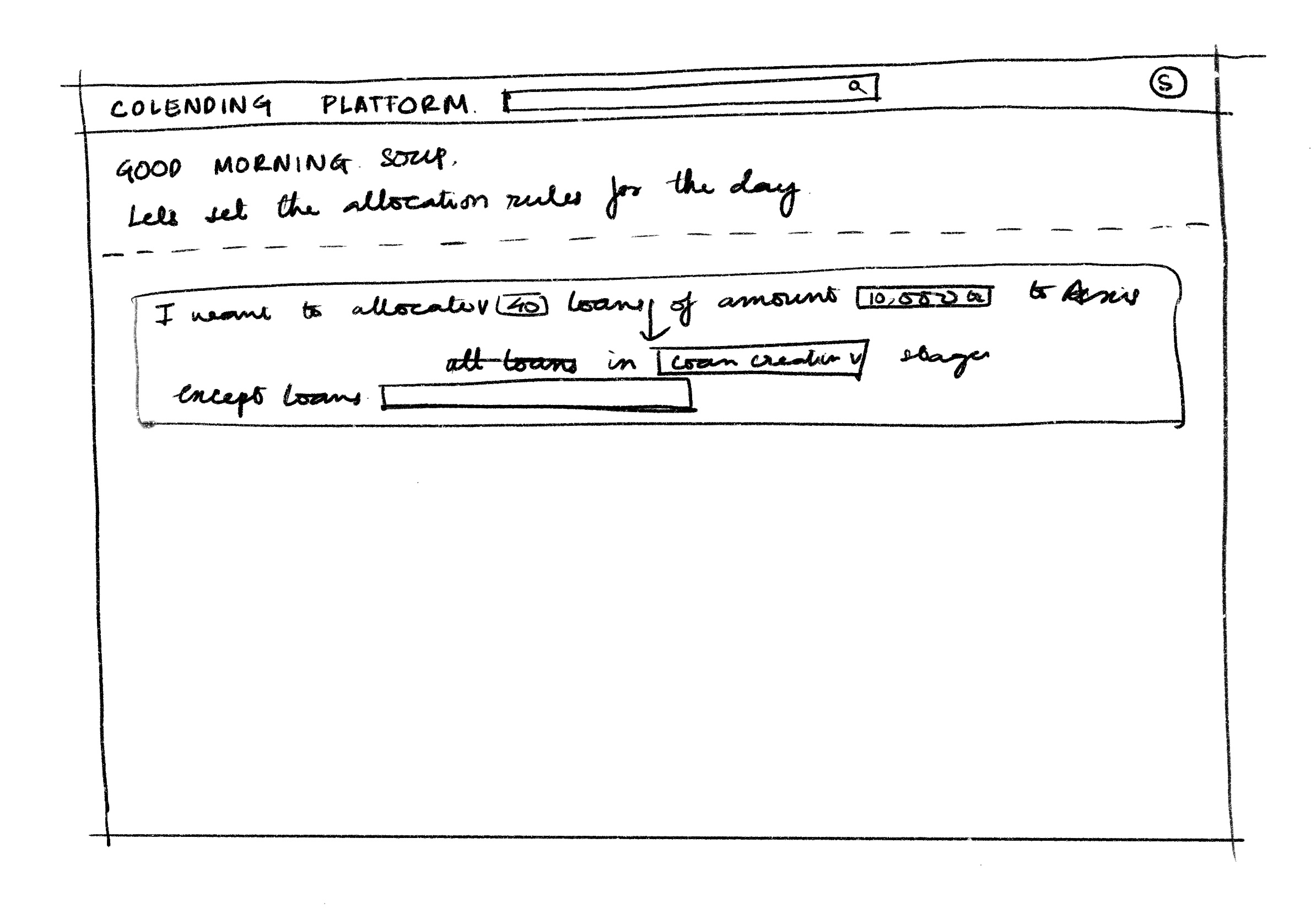 Early sketch of the allocation rule builder